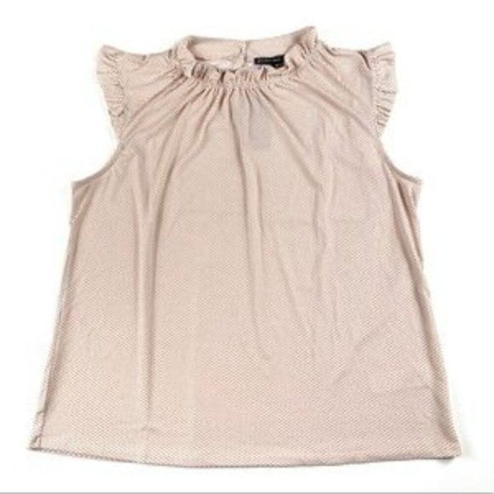 Adrianna Papell Ruffled Cap Sleeve Mini Polka Dot Blouse Top Size XL Preppy